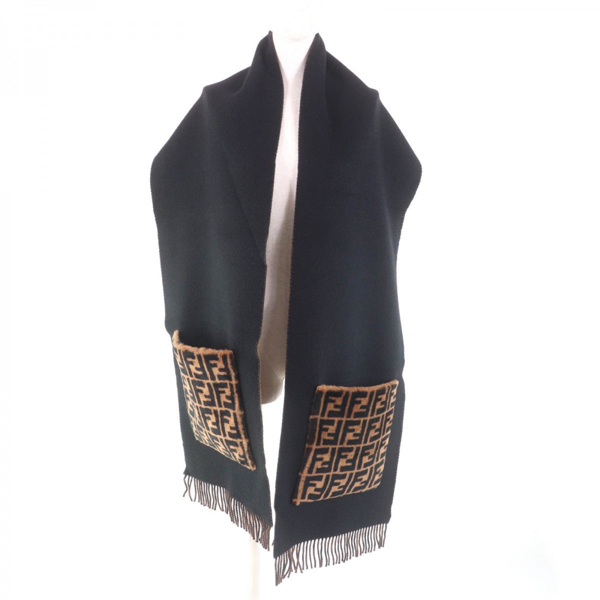 FENDI  Wool-Cashmere Scarf Black / Brown – 100% Authentic Excellent ✨Previously Owned Condition ~25% Off MSRP