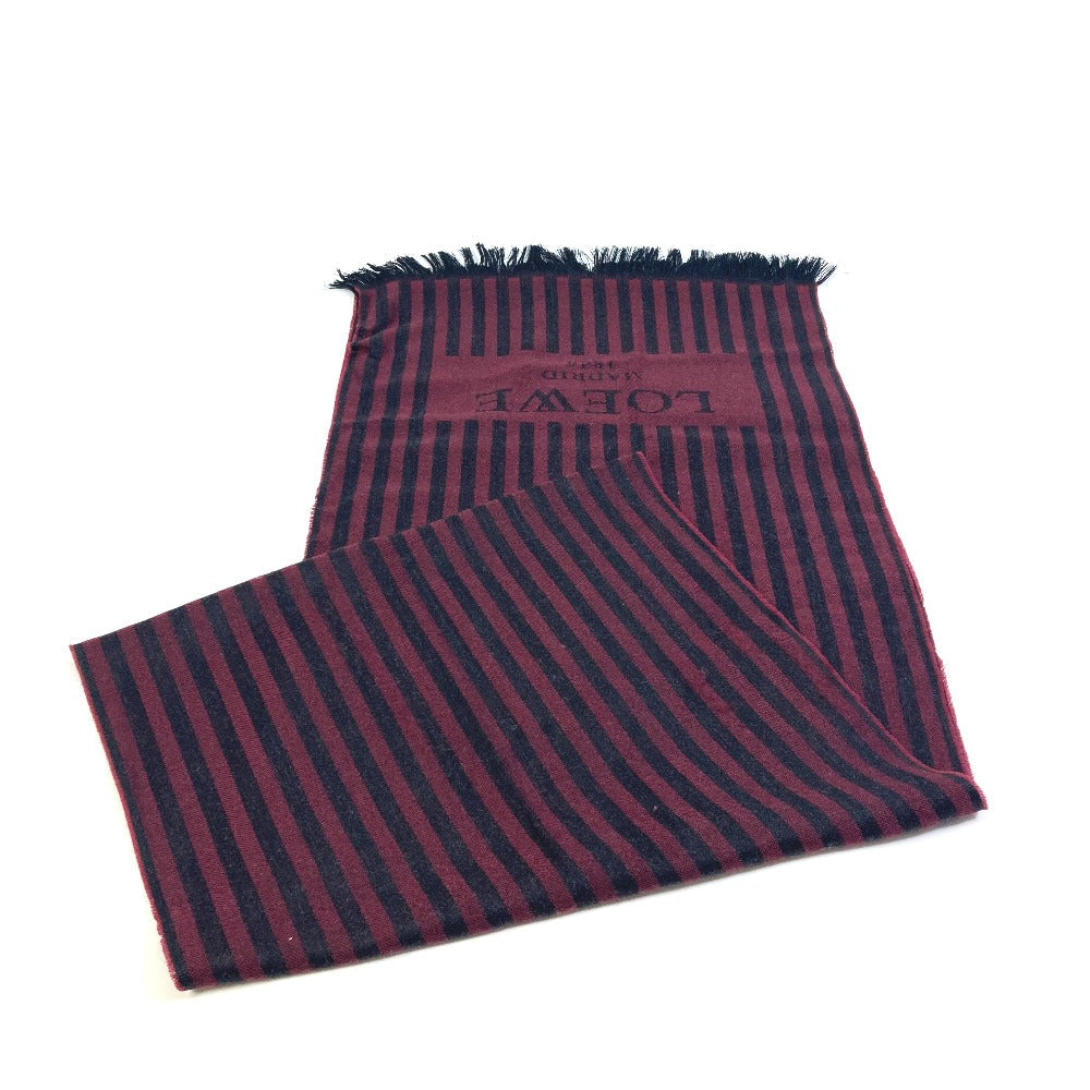 LOEWE – Wool Stall / Scarf – Wine Red × Black Stripe – 100% Authentic Previously Owned Excellent Condition ~41% Off MSRP