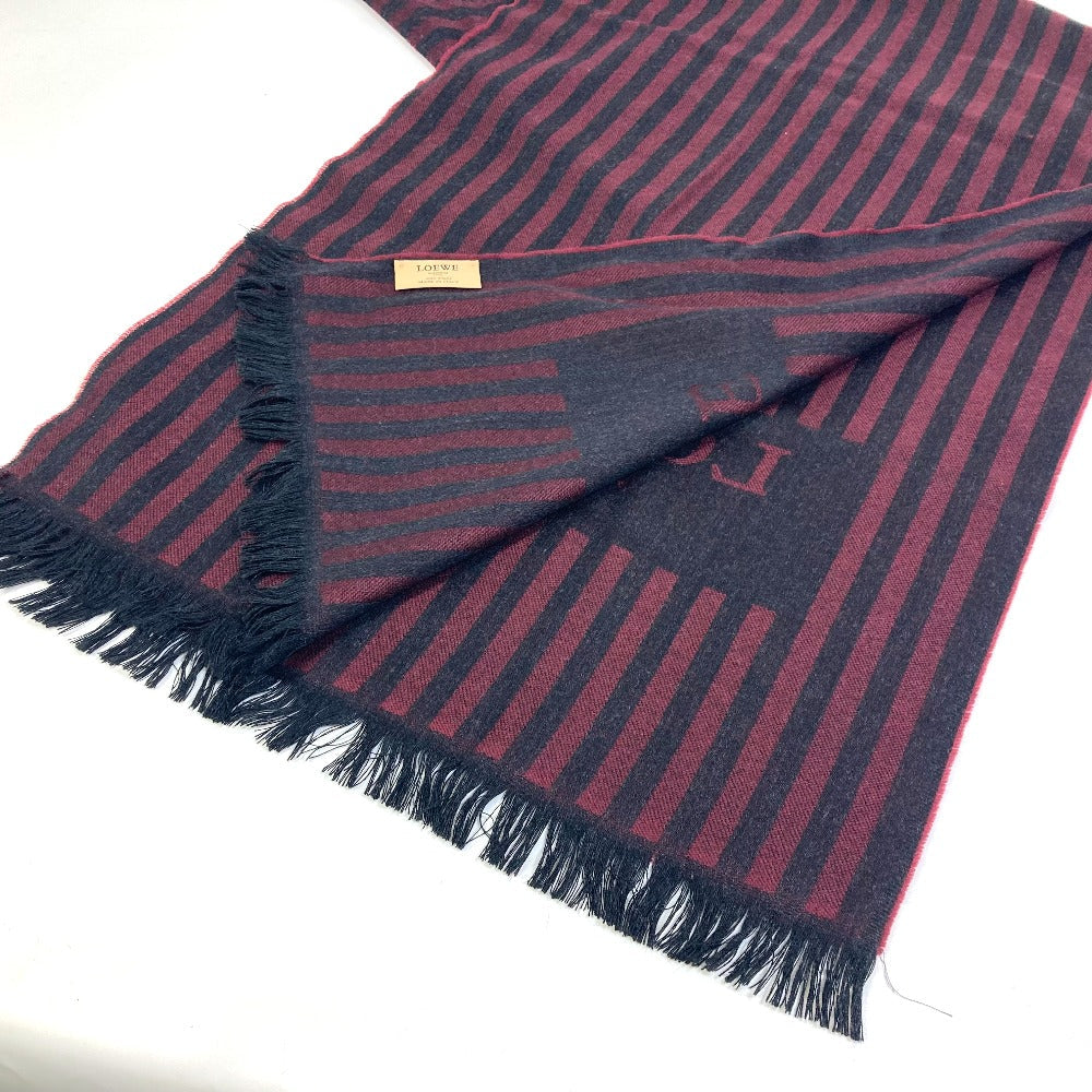 LOEWE – Wool Stall / Scarf – Wine Red × Black Stripe – 100% Authentic Previously Owned Excellent Condition ~41% Off MSRP