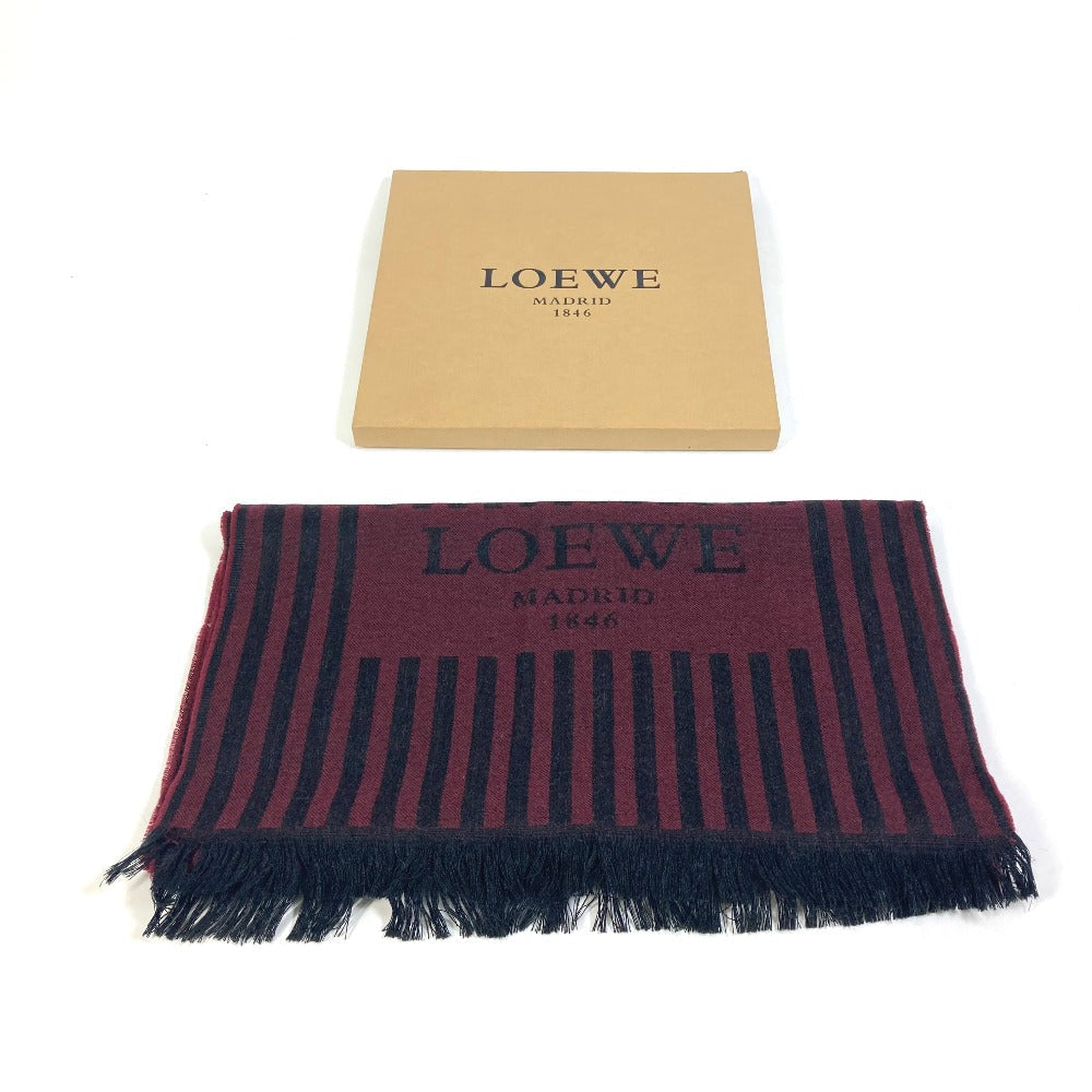 LOEWE – Wool Stall / Scarf – Wine Red × Black Stripe – 100% Authentic Previously Owned Excellent Condition ~41% Off MSRP