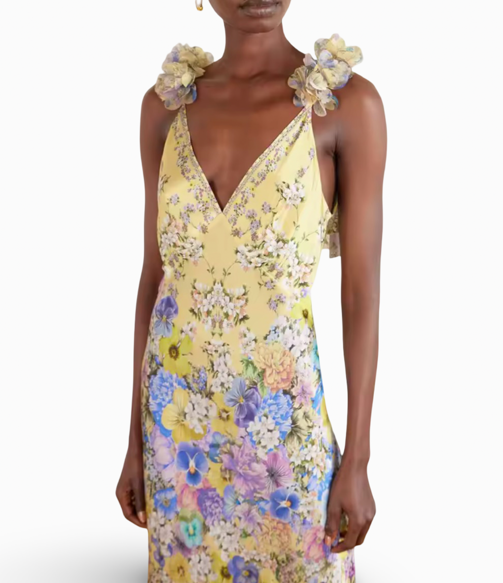Floral Spaghetti Strap Backless Maxi Dress