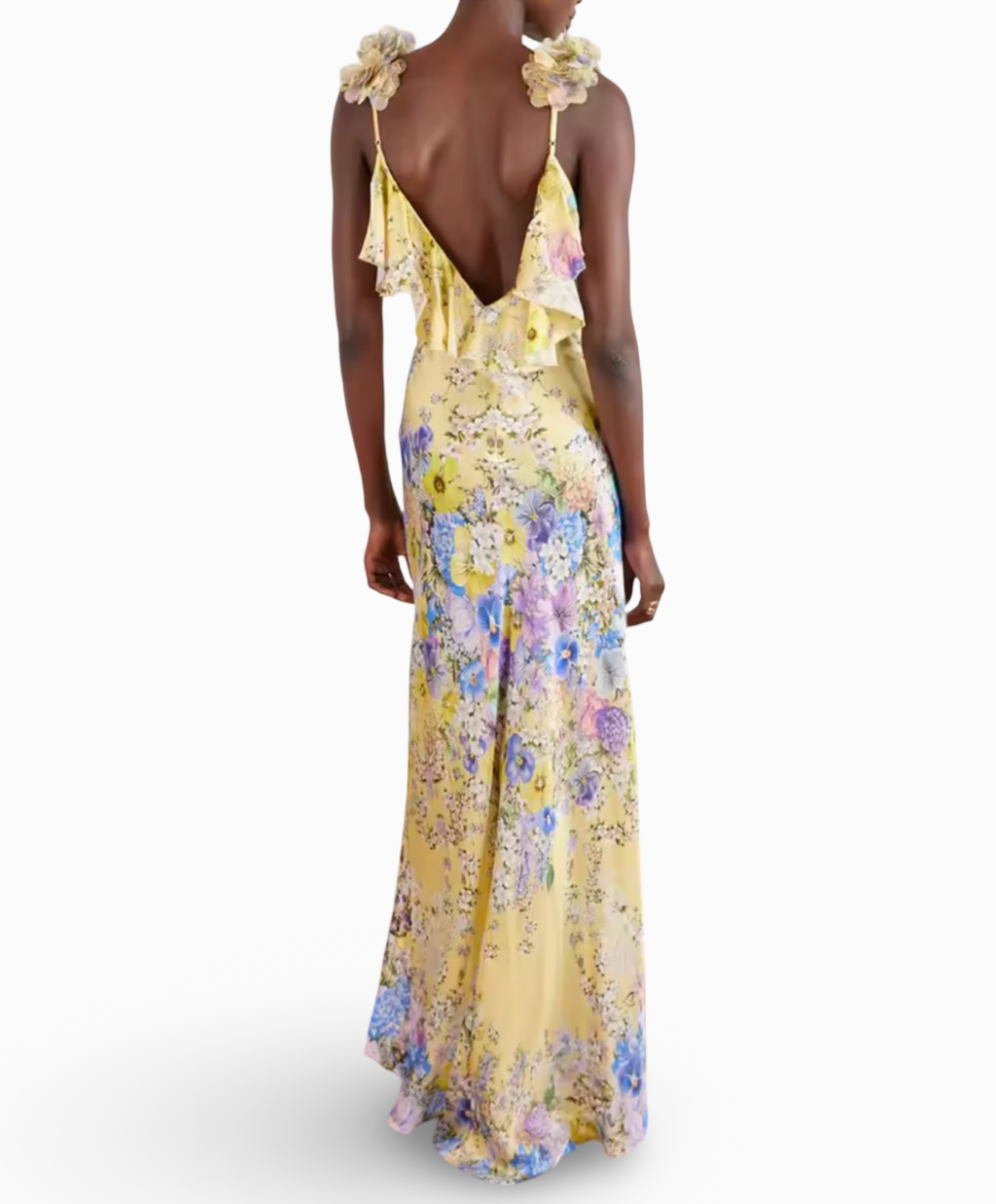 Floral Spaghetti Strap Backless Maxi Dress