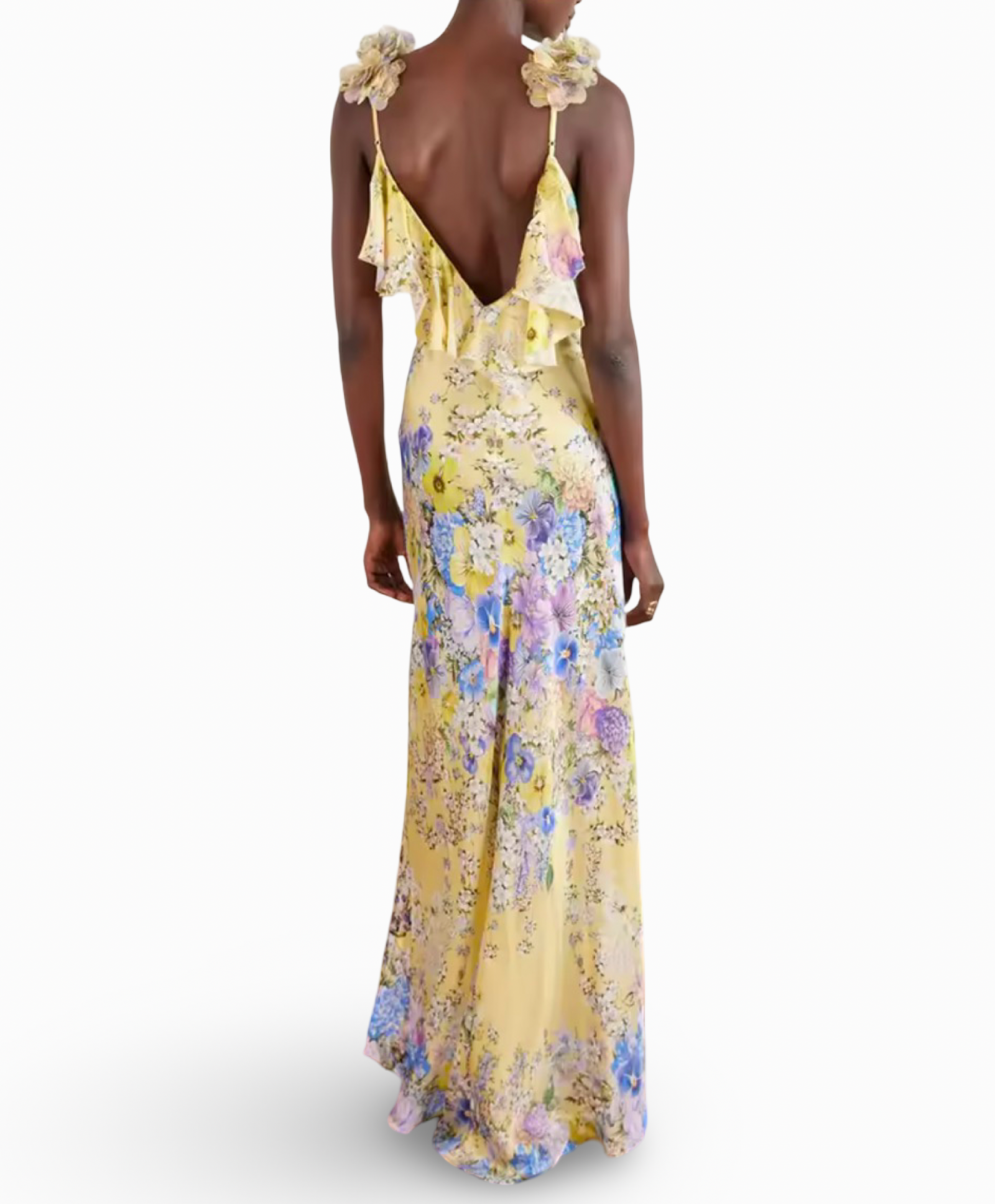 Floral Spaghetti Strap Backless Maxi Dress