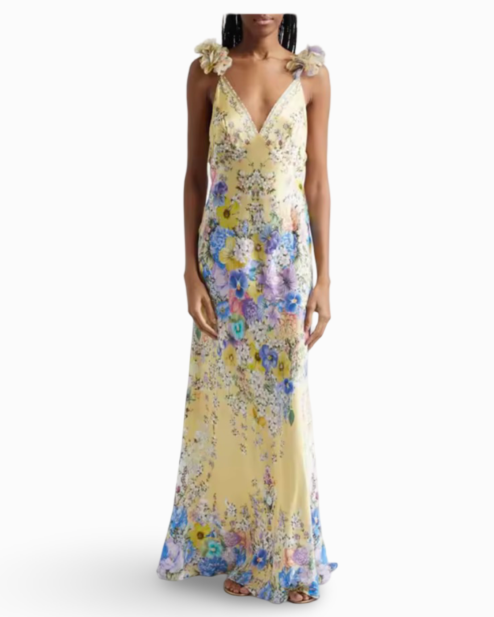 Floral Spaghetti Strap Backless Maxi Dress