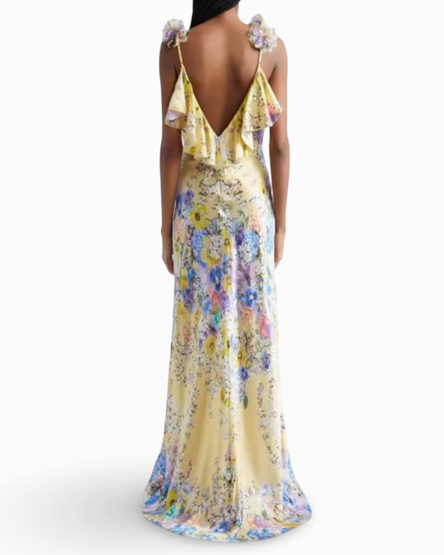 Floral Spaghetti Strap Backless Maxi Dress