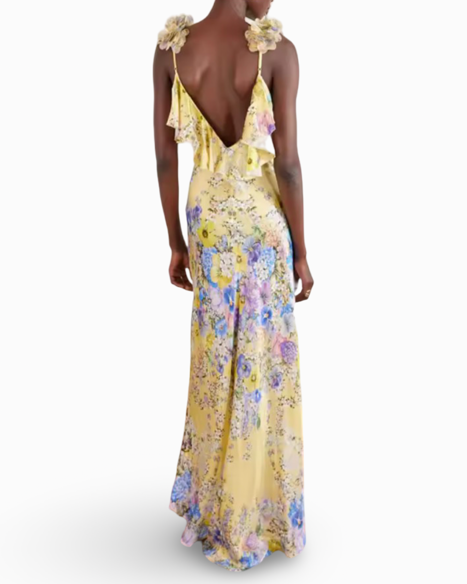 Floral Spaghetti Strap Backless Maxi Dress