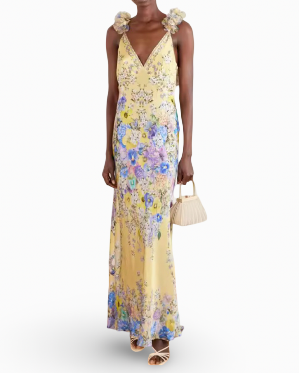 Floral Spaghetti Strap Backless Maxi Dress