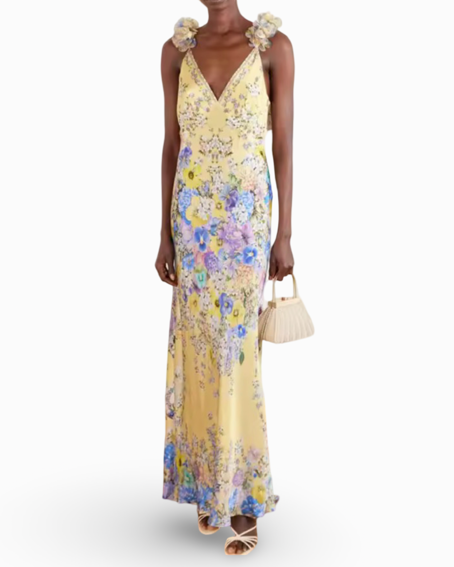 Floral Spaghetti Strap Backless Maxi Dress