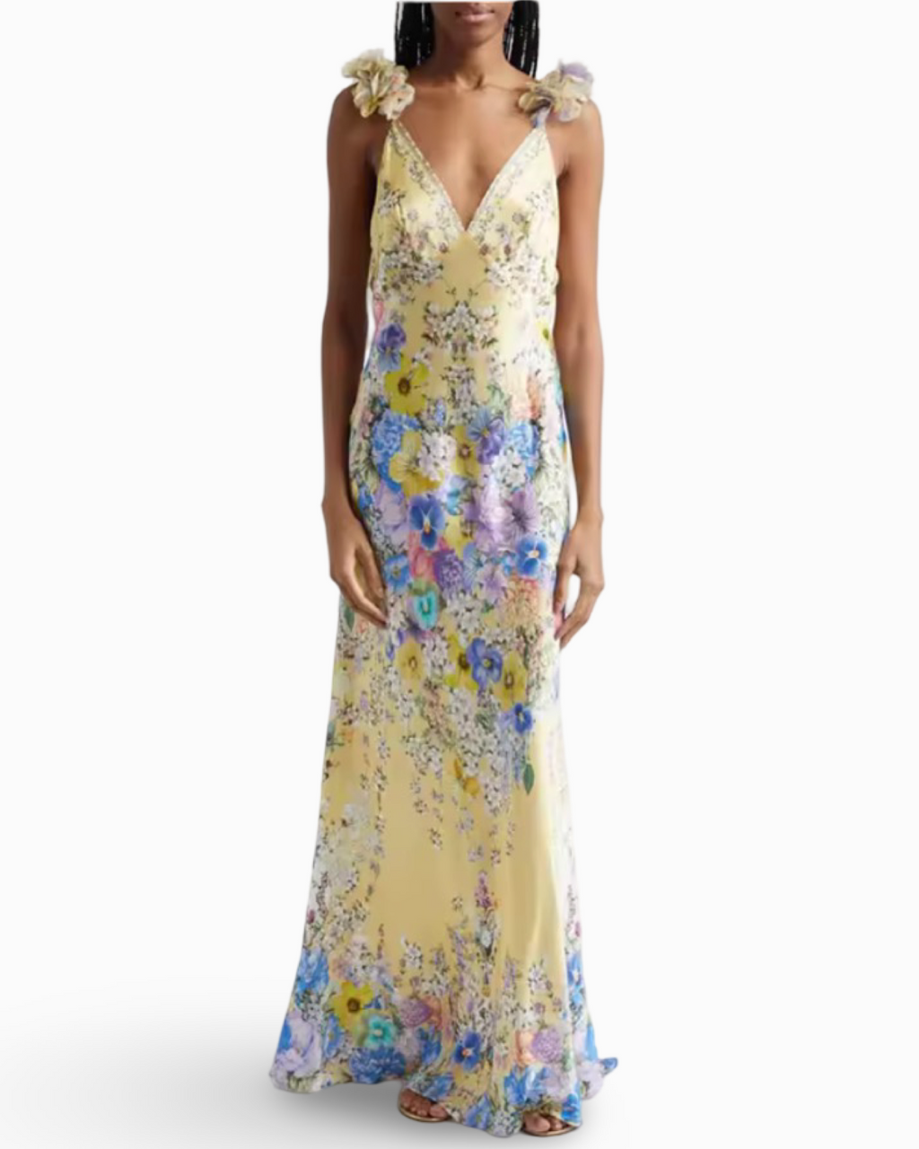 Floral Spaghetti Strap Backless Maxi Dress