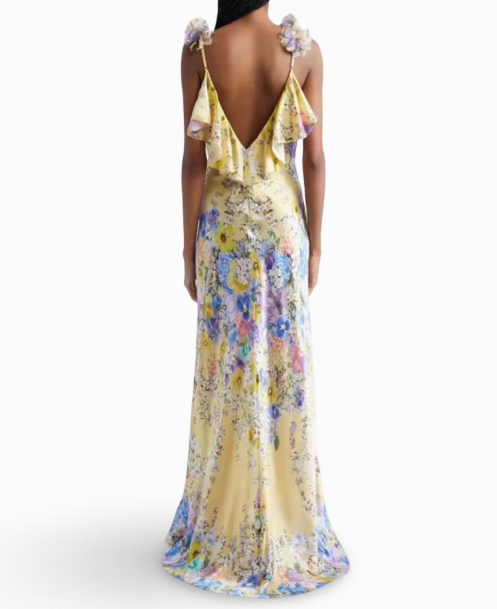 Floral Spaghetti Strap Backless Maxi Dress