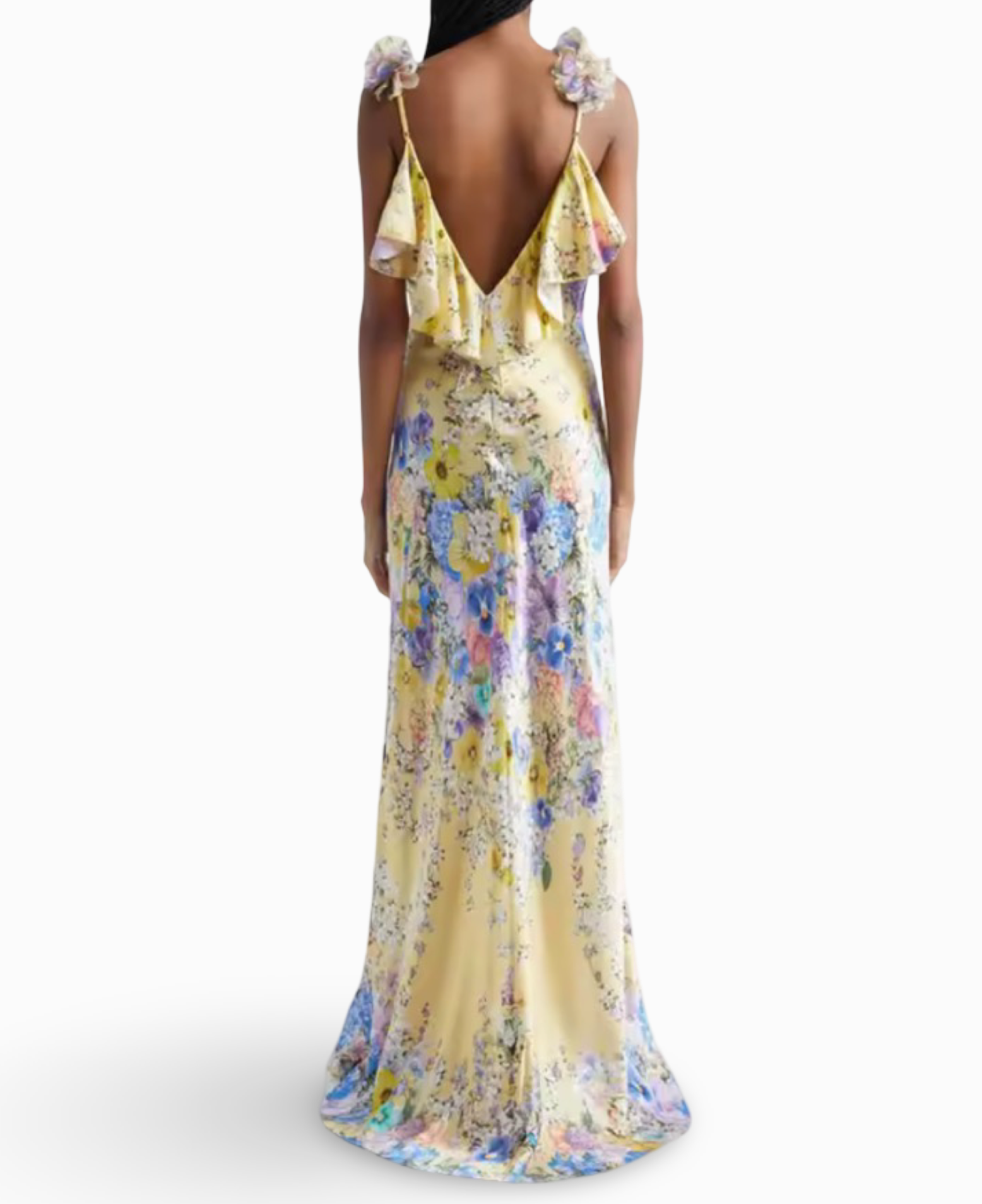 Floral Spaghetti Strap Backless Maxi Dress