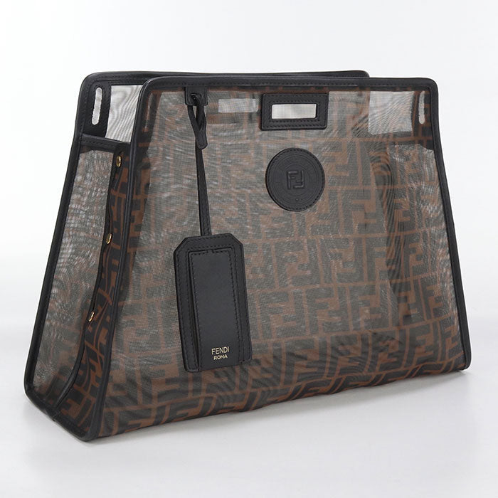 FENDI – Defender Peekaboo Handbag – – Brown PVC – Italy – 100% Authentic ✨Previously Owned S Rank ~43% Off MSRP