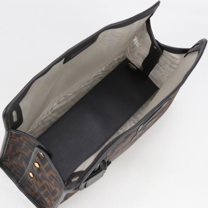 FENDI – Defender Peekaboo Handbag – – Brown PVC – Italy – 100% Authentic ✨Previously Owned S Rank ~43% Off MSRP