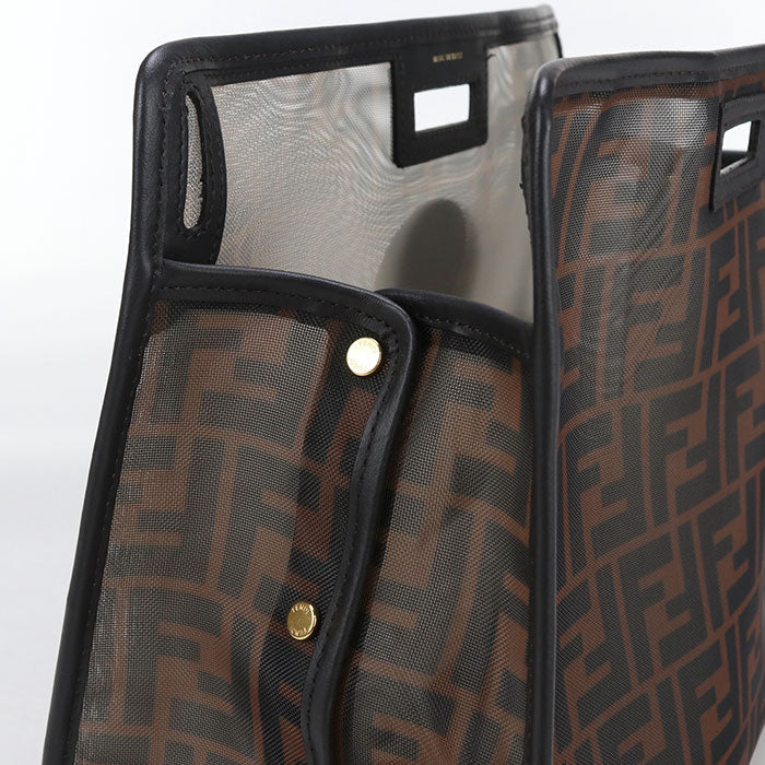 FENDI – Defender Peekaboo Handbag – – Brown PVC – Italy – 100% Authentic ✨Previously Owned S Rank ~43% Off MSRP