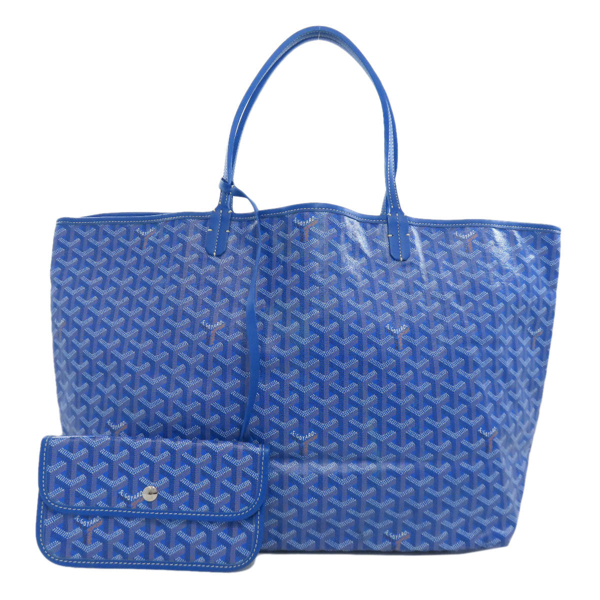 Goyard Saint Louis GM Tote Bag Blue Coated Canvas with Pouch