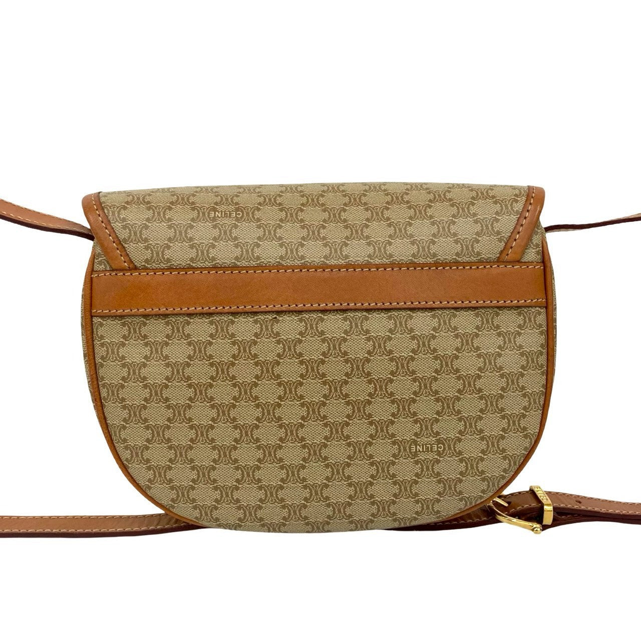 CELINE – Macadam Blazon Triomphe Logo Shoulder Bag – Beige Leather &amp; PVC – 100% Authentic ✨Previously Owned Very Good Condition ~36% Off MSRP