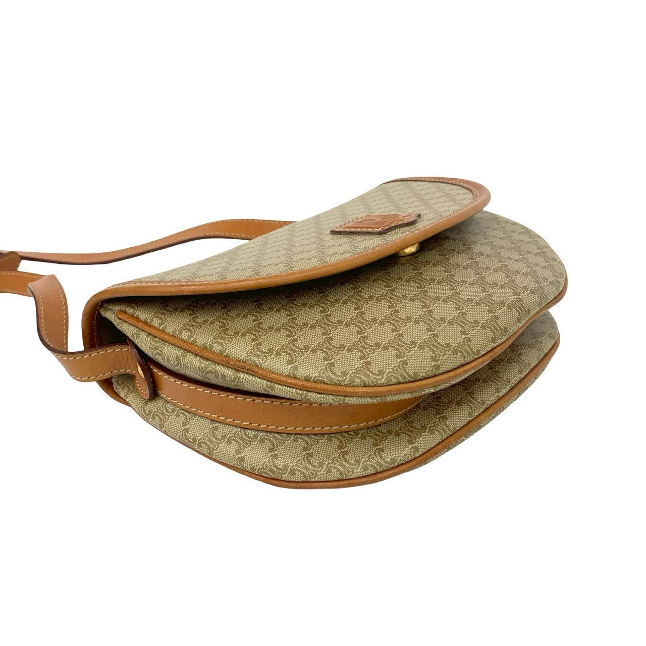 CELINE – Macadam Blazon Triomphe Logo Shoulder Bag – Beige Leather &amp; PVC – 100% Authentic ✨Previously Owned Very Good Condition ~36% Off MSRP