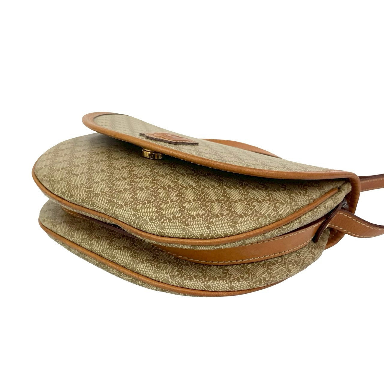 CELINE – Macadam Blazon Triomphe Logo Shoulder Bag – Beige Leather &amp; PVC – 100% Authentic ✨Previously Owned Very Good Condition ~36% Off MSRP