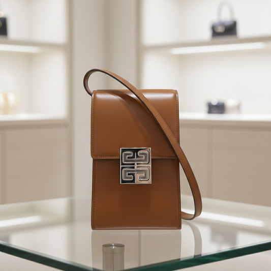 GIVENCHY – Leather Phone Shoulder Bag / Crossbody – Brown – 100% Authentic ✨Previously Owned Excellent Condition ~35% Off MSRP