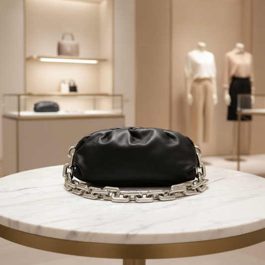 BOTTEGA VENETA – The Chain Pouch – Black Leather – 100% Authentic ✨Previously Owned Very Good Condition ~32% Off MSRP