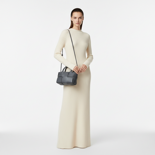 BOTTEGA VENETA – Arco Mini Intrecciato Shoulder Bag – Grey Leather – 100% Authentic ✨Previously Owned Excellent Condition ~30% Off MSRP