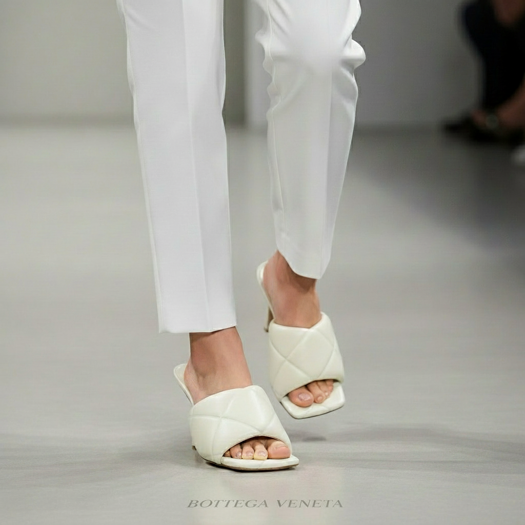 BOTTEGA VENETA – LIDO Maxi Intrecciato Heeled Mules – Ivory Leather – Size 38 – 100% Authentic ✨Previously Owned Excellent Condition ~34% Off MSRP