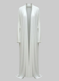 Woman’s White Long Knit Open-Front Cardigan – Size M  – Lightweight Viscose Blend