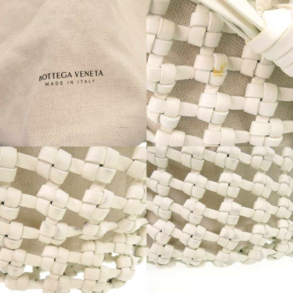 BOTTEGA VENETA – Cavallino Handbag 709612 – White Leather & Canvas – 100% Authentic ✨Previously Owned Excellent Condition ~33% Off MSRP