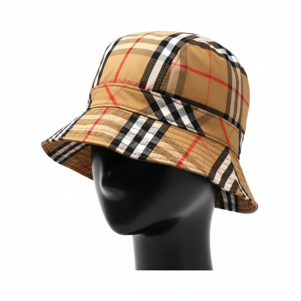 BURBERRY – Nova Check Cotton Hat – Multicolor – Size S – 100% Authentic Previously Owned Unused Condition ~28% Off MSRP