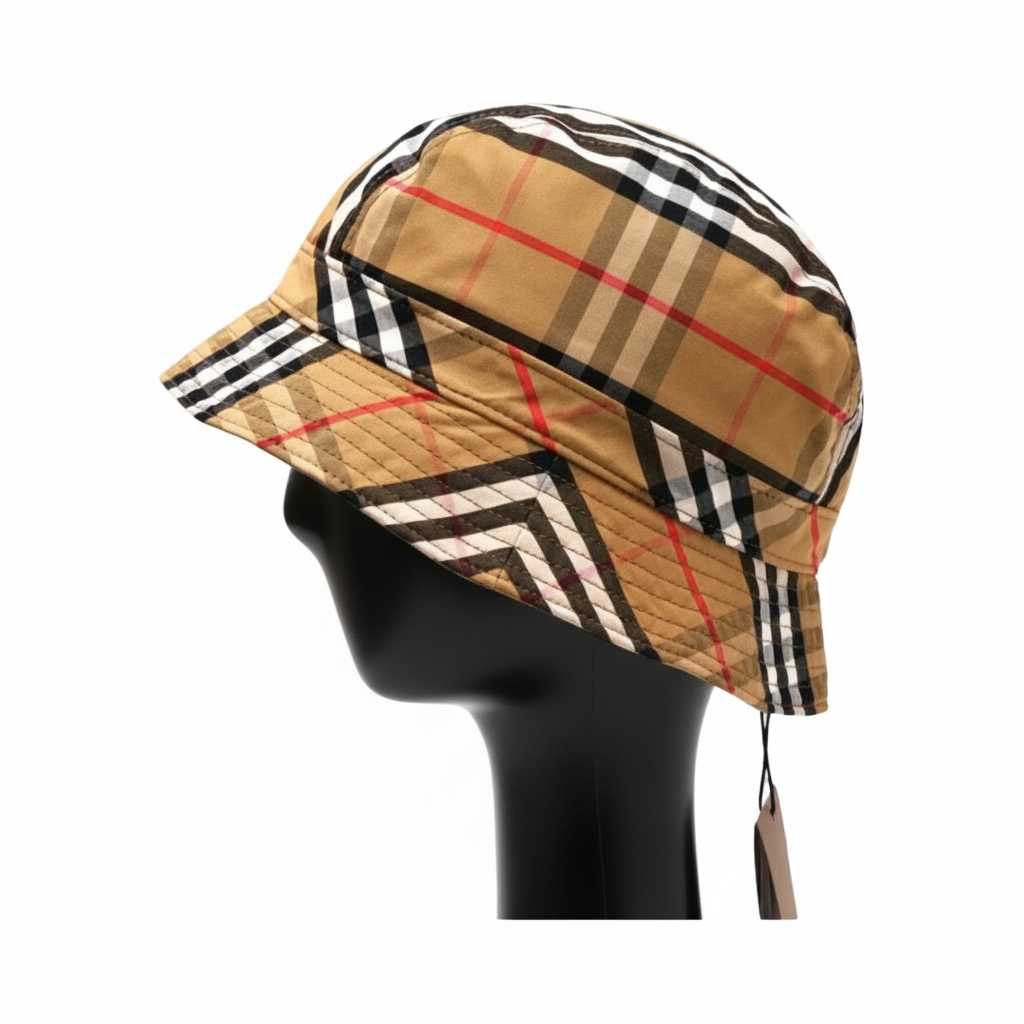 BURBERRY – Nova Check Cotton Hat – Multicolor – Size S – 100% Authentic Previously Owned Unused Condition ~28% Off MSRP