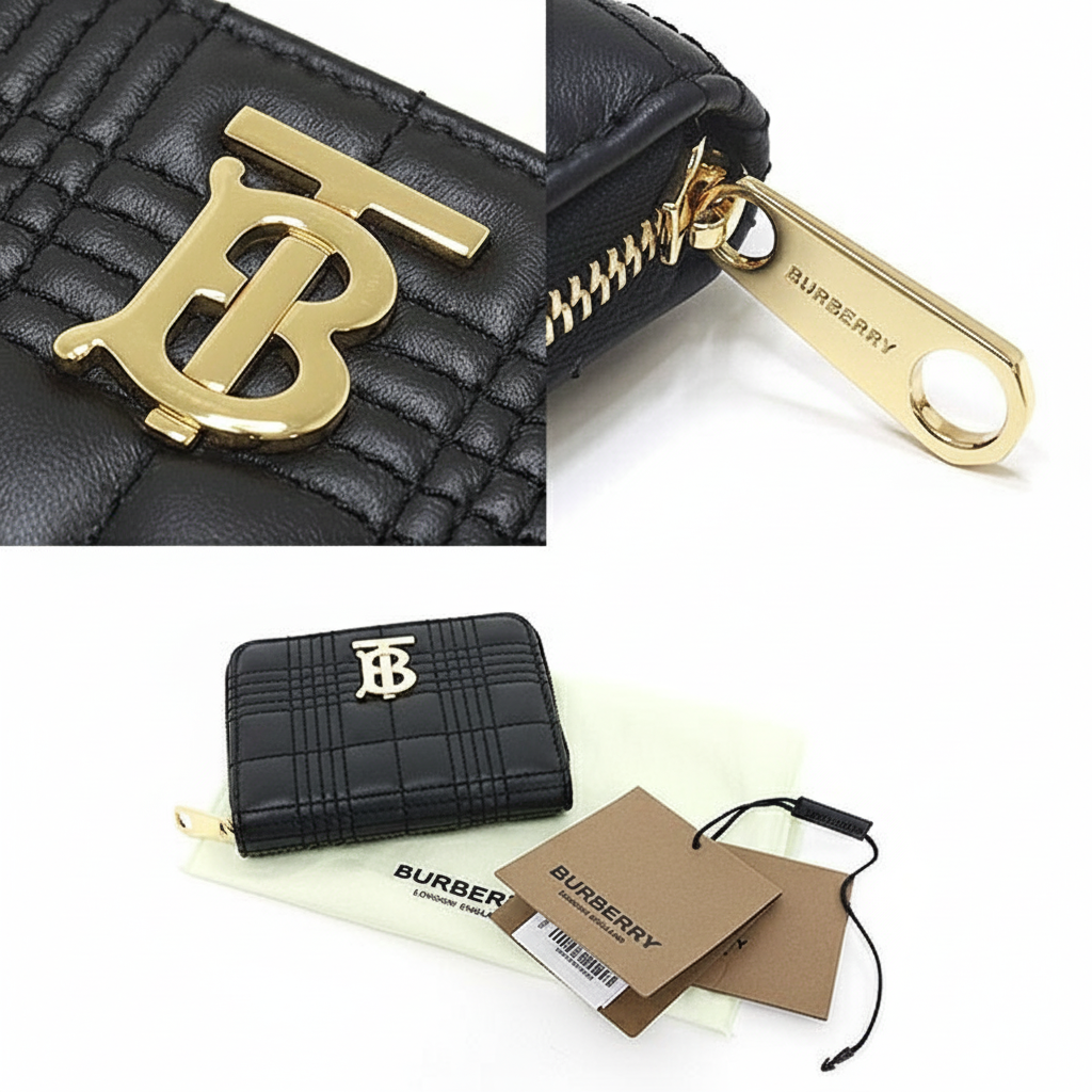 BURBERRY – Lola Mini Zip Wallet – Black Lambskin – 100% Authentic ✨Previously Owned Near-Mint Condition ~33% Off MSRP