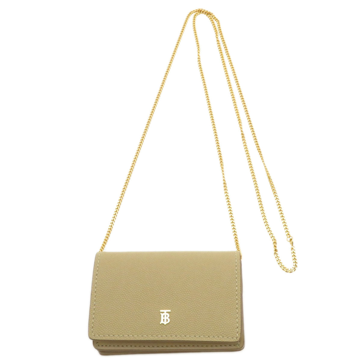 BURBERRY – Coin Chain Wallet – Beige Calfskin  100% Authentic ✨Previously Owned Excellent Condition ~32% Off MSRP