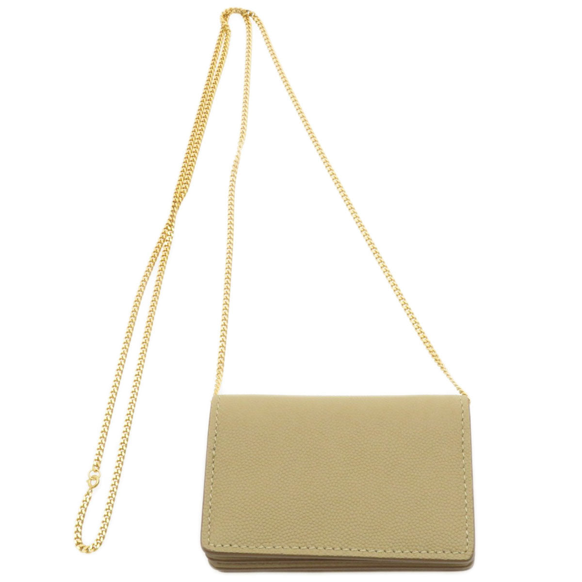 BURBERRY – Coin Chain Wallet – Beige Calfskin  100% Authentic ✨Previously Owned Excellent Condition ~32% Off MSRP