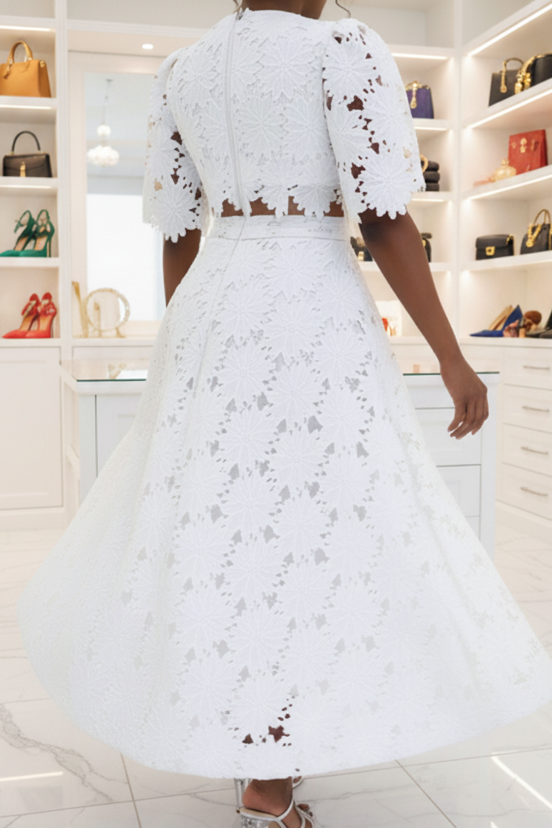 Lace Crop Top & Midi Skirt Set