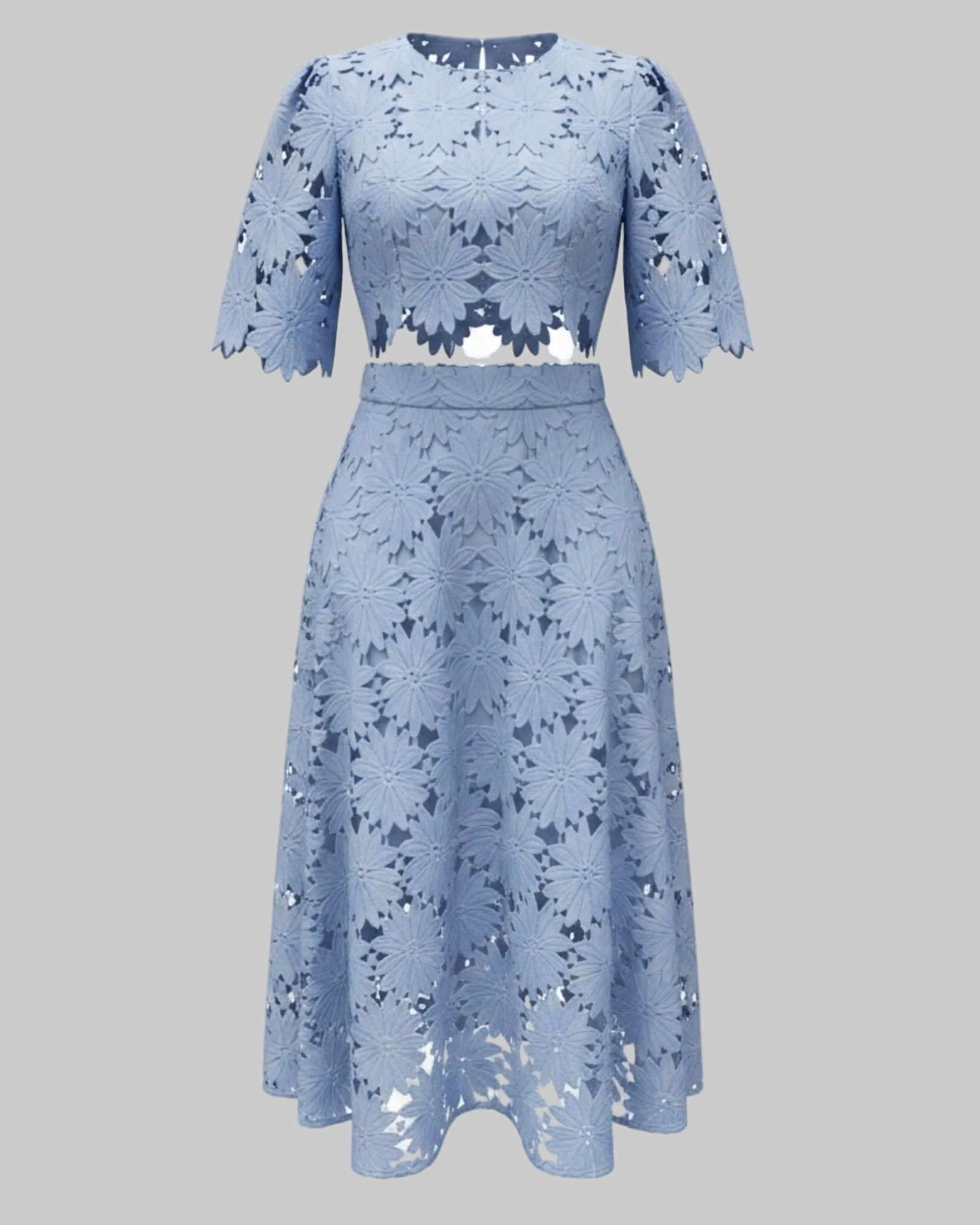Lace Crop Top & Midi Skirt Set