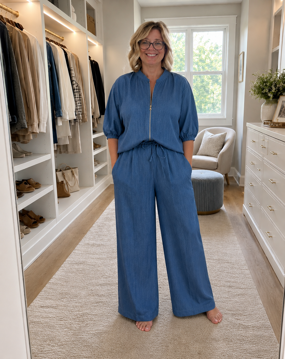 Solid Wide-Leg 2-Piece Pant Set -Editor’s Pick