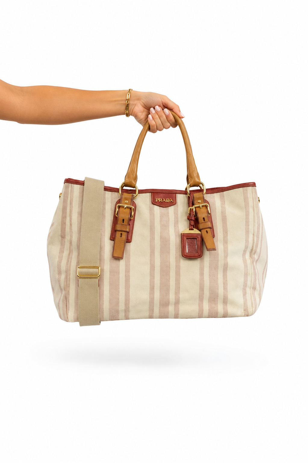 Canapa Canvas Prada Tote Bag Previously Owned Authentic