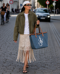 Off-White Embroidered Crochet Fringe Maxi Skirt