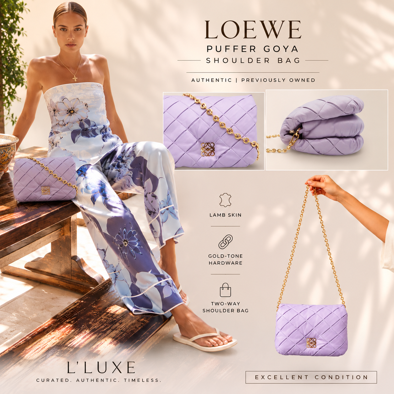Loewe puffer Goya Previously Owned Authentic Shoulder Bag| Excellent Condition