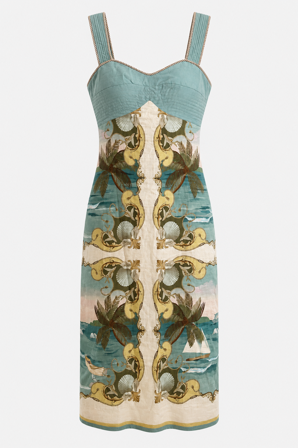 Farm Rio Royal Sea Linen Midi Dress – NWT - Authentic