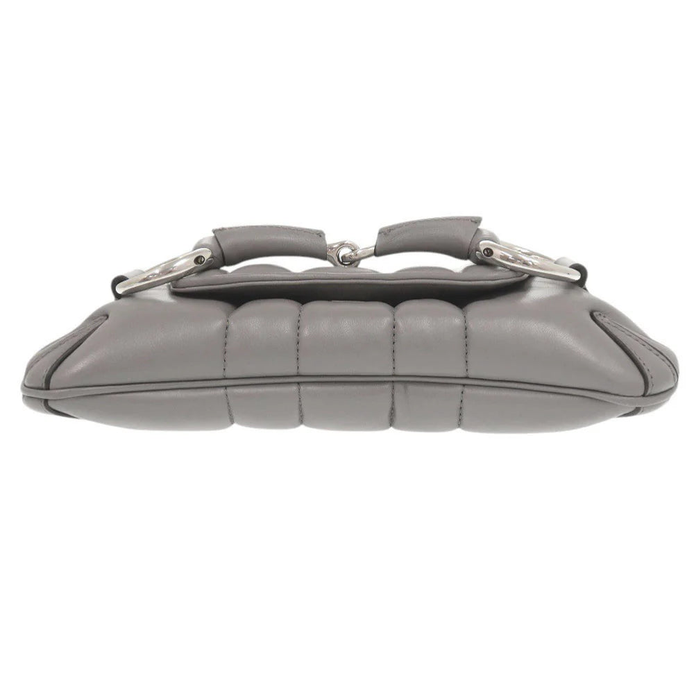 GUCCI – Horsebit Chain Shoulder Bag – Gray Leather – Italy – 100% Authentic ✨Previously Owned Pristine/Near New ~47% Off MSRP