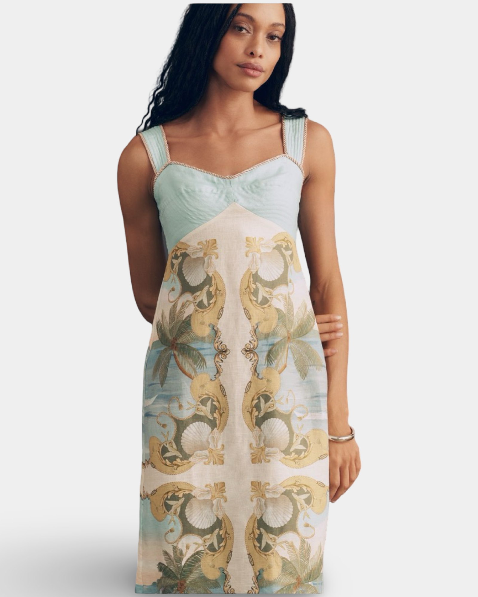 Farm Rio Royal Sea Linen Midi Dress – NWT - Authentic