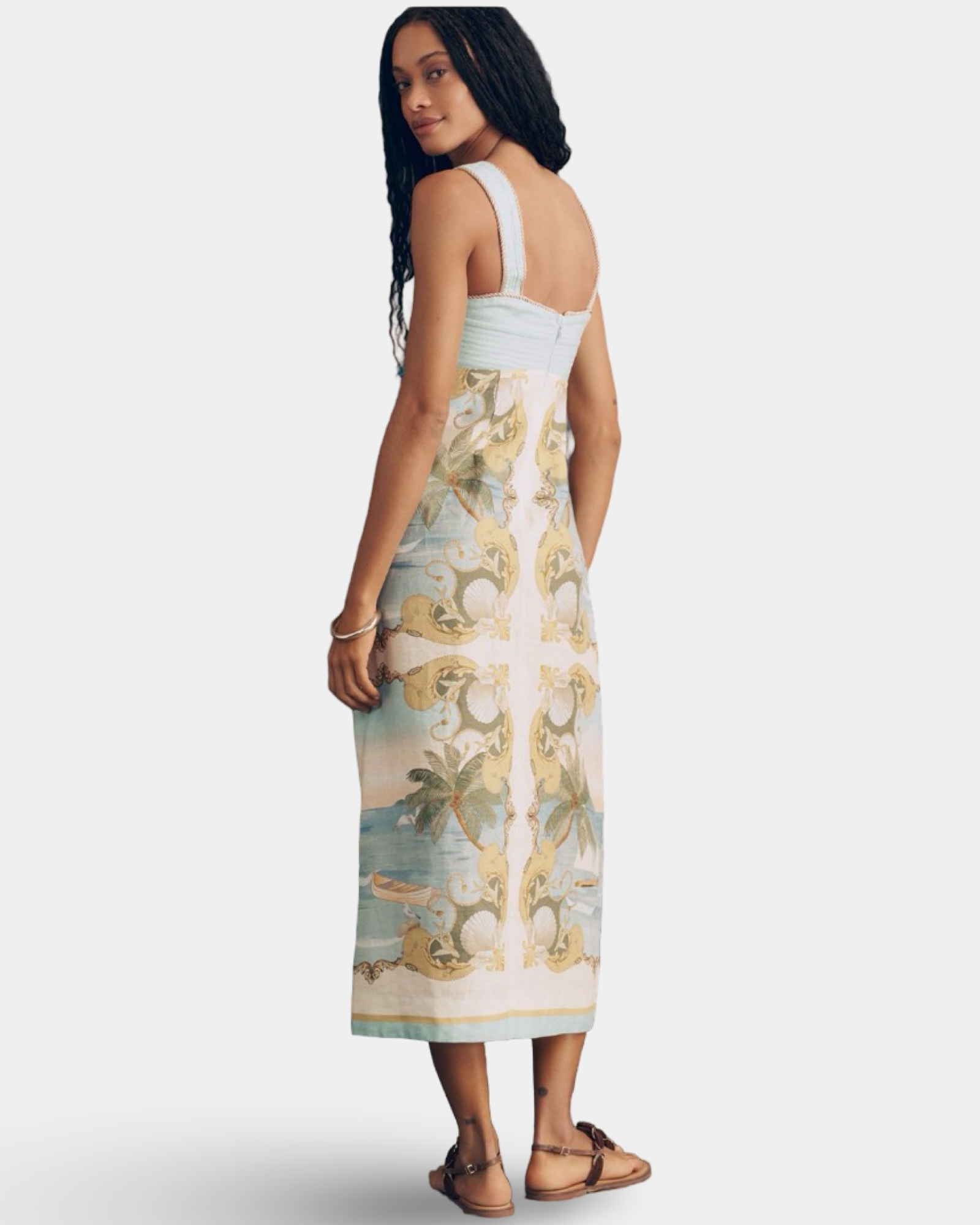 Farm Rio Royal Sea Linen Midi Dress – NWT - Authentic