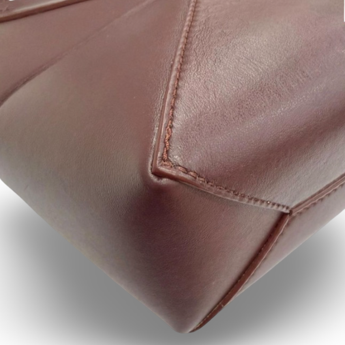 Loewe Puzzle Fold Mini Tote Bag Burgundy Shiny Calfskin – Previously Owned Authentic