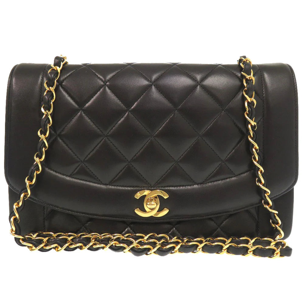 CHANEL – Diana 25 Medium – COCO Mark –Black Lambskin with Gold-Tone Hardware