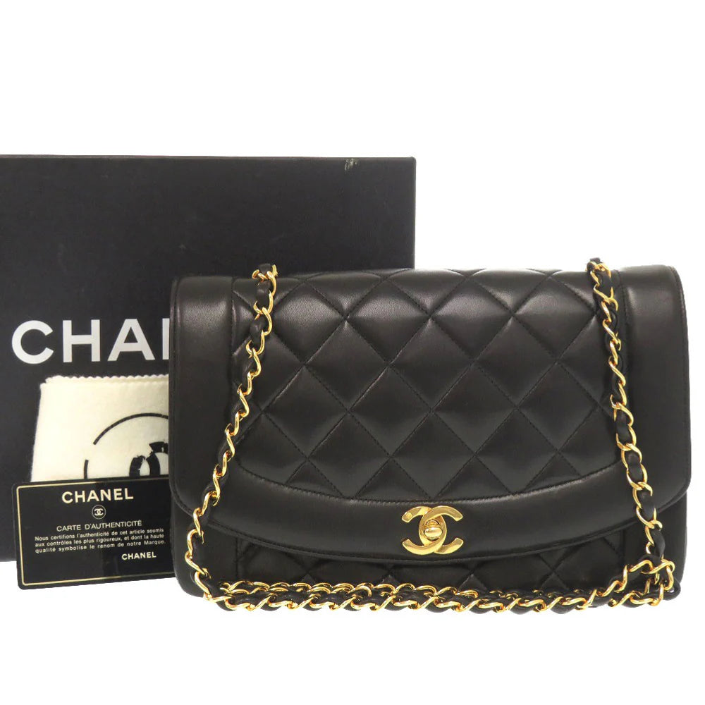 CHANEL – Diana 25 Medium – COCO Mark –Black Lambskin with Gold-Tone Hardware