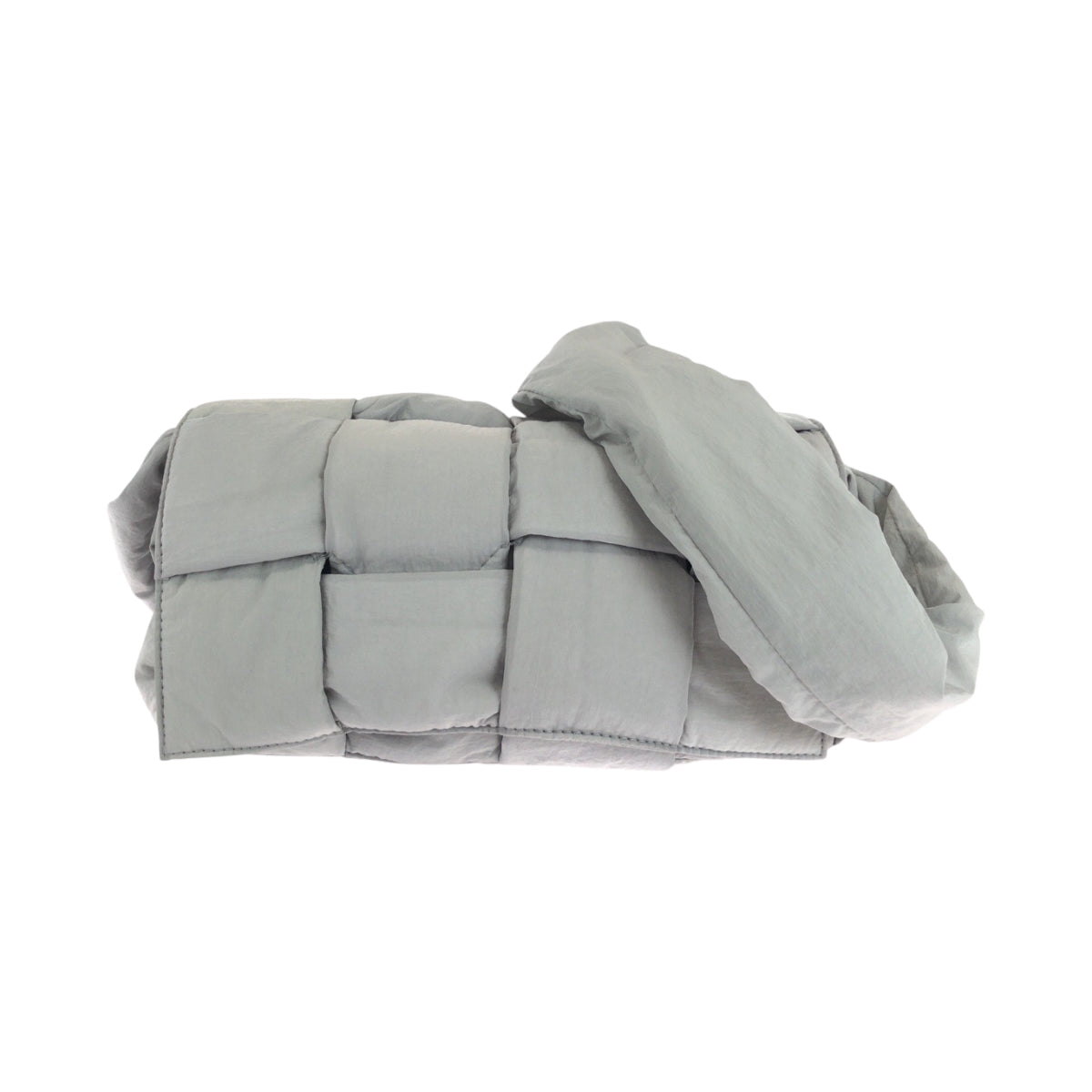 BOTTEGA VENETA – Padded Tech Cassette Shoulder Bag with Pouch – Grey Nylon & Silver Hardware – 100% Authentic ✨Previously Owned Excellent Condition ~32% Off MSRP