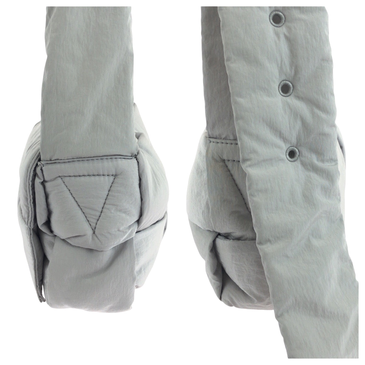 BOTTEGA VENETA – Padded Tech Cassette Shoulder Bag with Pouch – Grey Nylon & Silver Hardware – 100% Authentic ✨Previously Owned Excellent Condition ~32% Off MSRP