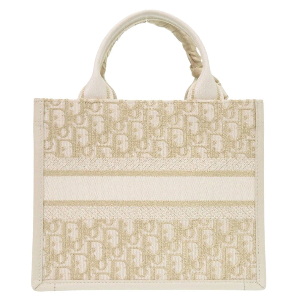 Dior                    Oblique Book Tote Small –White Canvas & Leathern