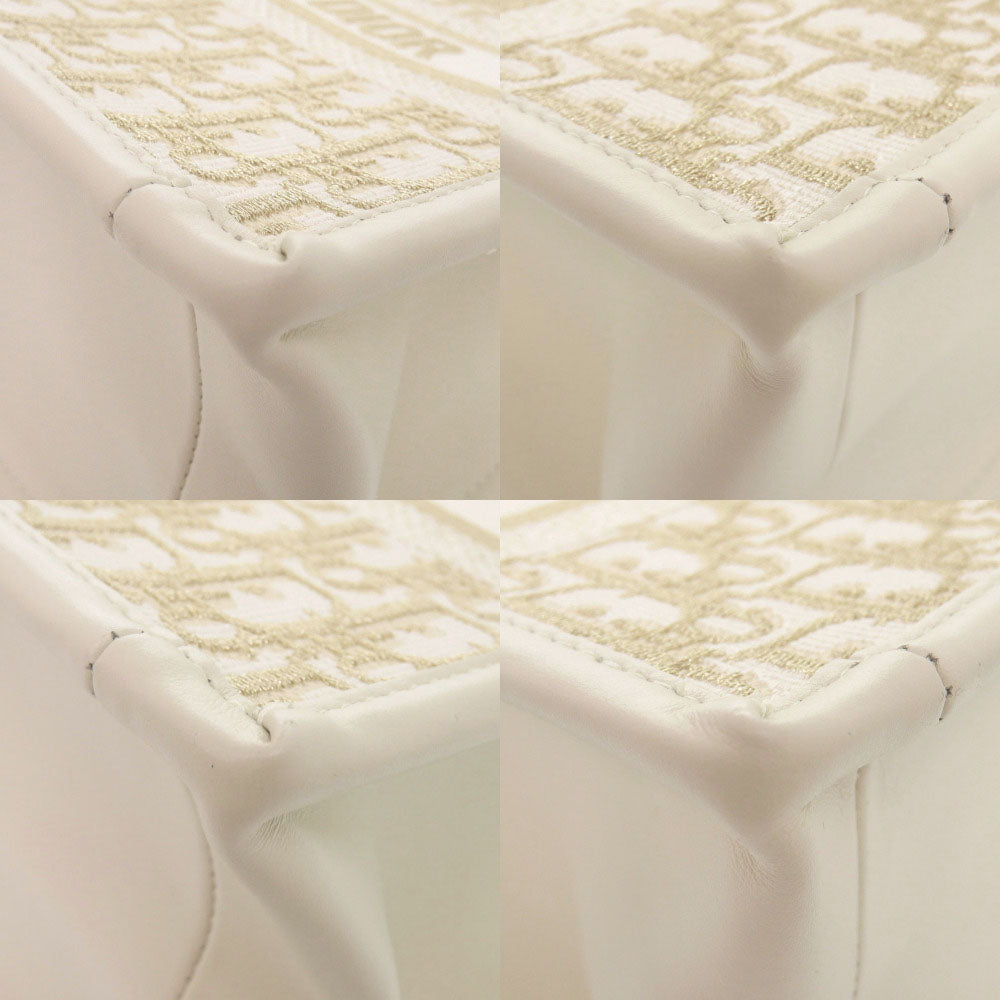 Dior                    Oblique Book Tote Small –White Canvas & Leathern